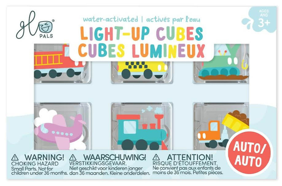 Glo Pals, Kostki sensoryczne świecące w wodzie 6 sztuk - Pojazdy