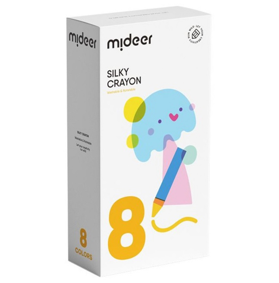 Wiaderko szybkoschnących, miękkich, zmywalnych kredek (8 kolorów)