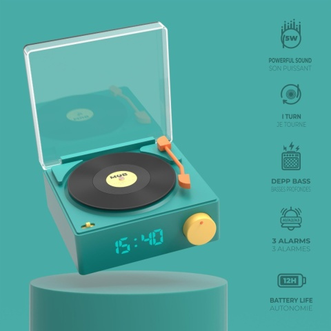 Głośnik z budzikiem - gramofon 
