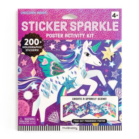 Mudpuppy Zestaw do wyklejania Naklejki holograficzne 200+ szt. z plakatem Magiczne jednroożce 4+