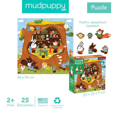 Puzzle podłogowe, leśna szkoła z unikalnymi kształtami