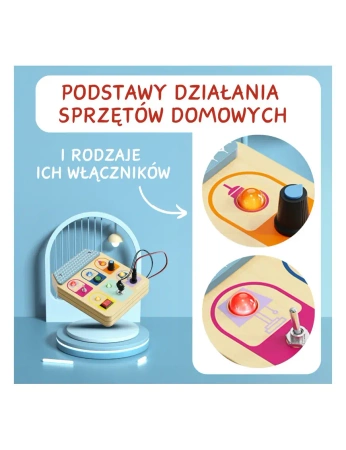 Drewniana tablica manipulacyjna z przełącznikami