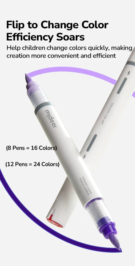 Markery akrylowe dwustronne 2w1 mideer – 24 kolory