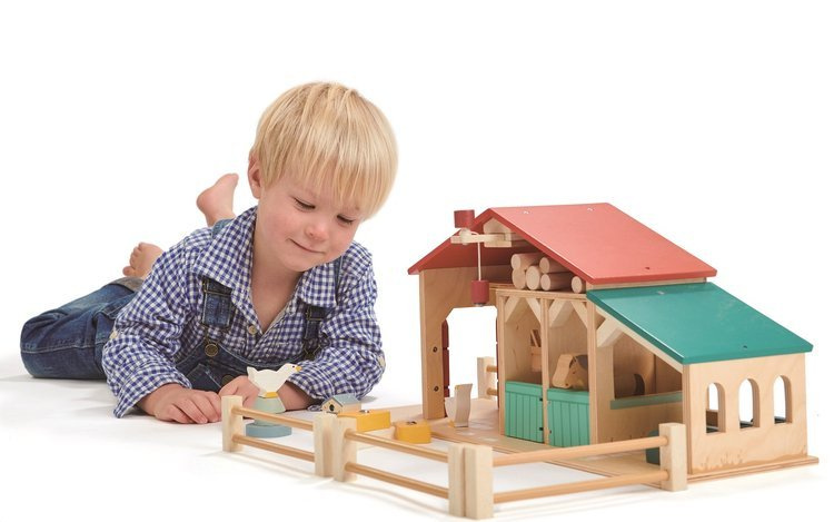 Drewniane figurki do zabawy, farma ze zwierzętami