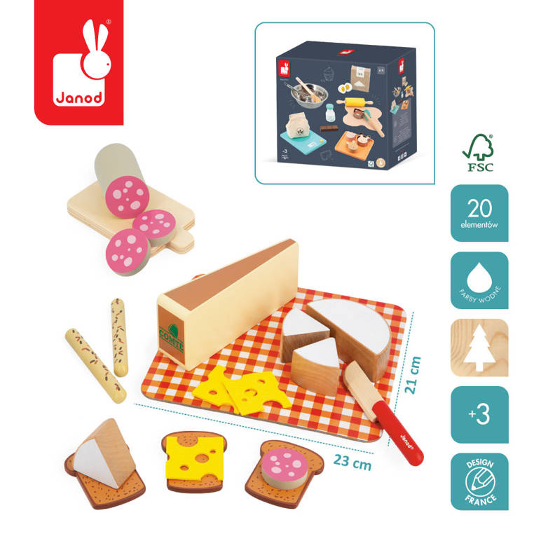 Drewniana deska serów i wędlin