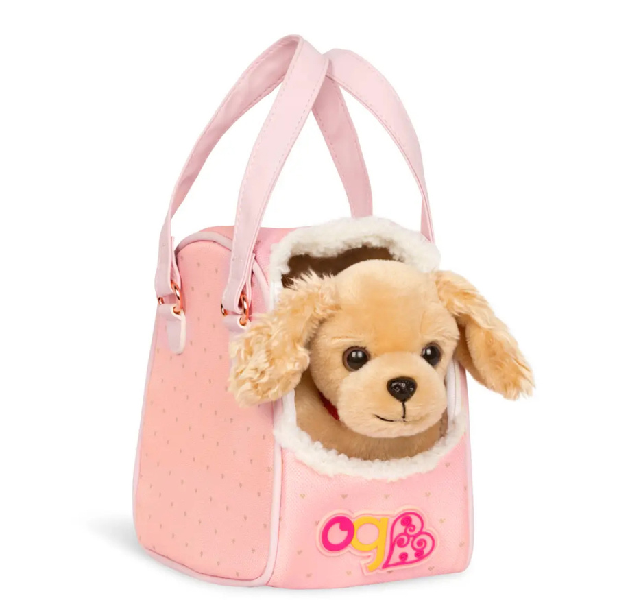 Cocker Spaniel w torebce, z akcesoriami