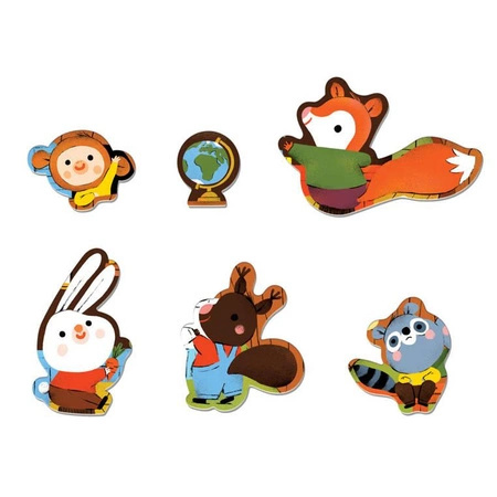 Puzzle podłogowe, leśna szkoła z unikalnymi kształtami