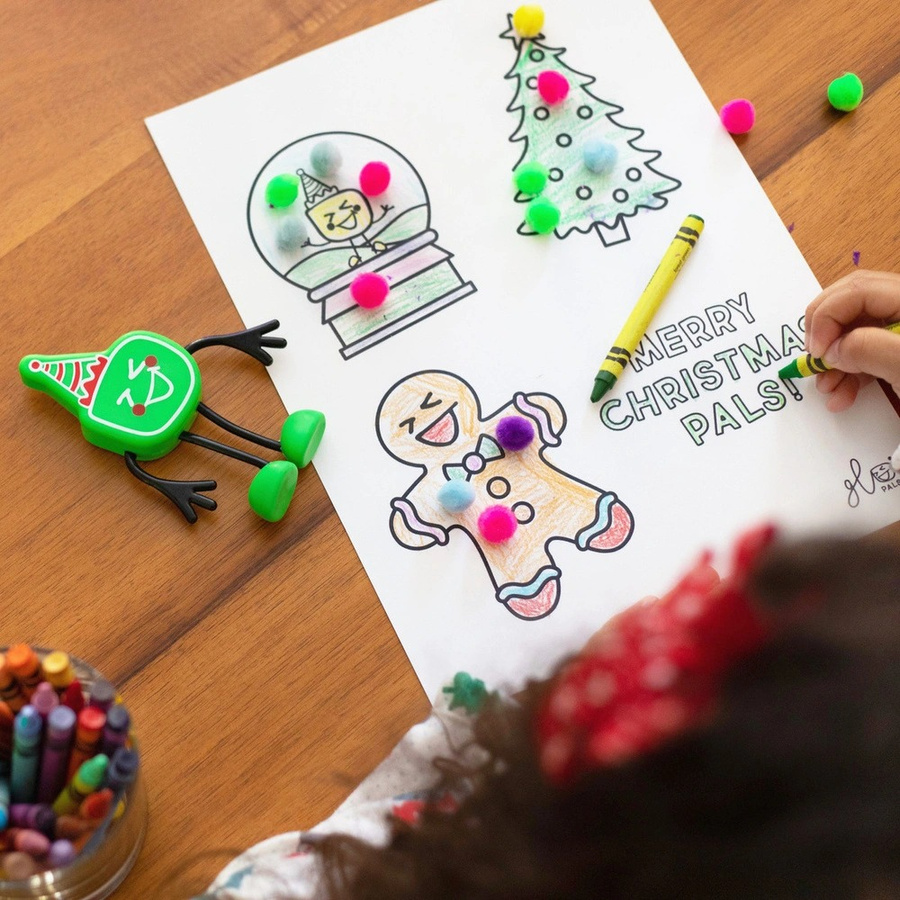 Glo Pals, Postać do kąpieli edycja świąteczna - zestaw z dwiema kostkami sensorycznymi świecącymi w wodzie