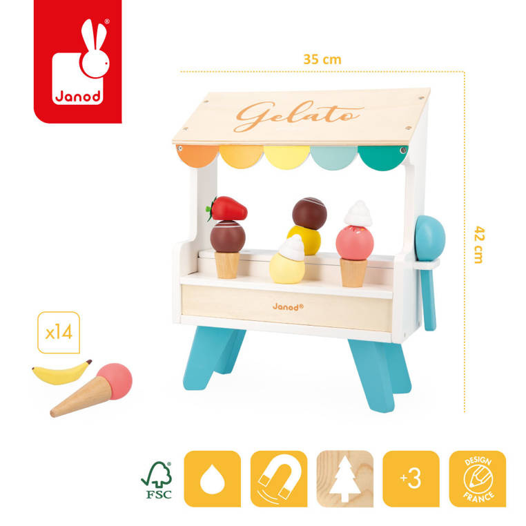 Drewniane stoisko z lodami 3+, Janod