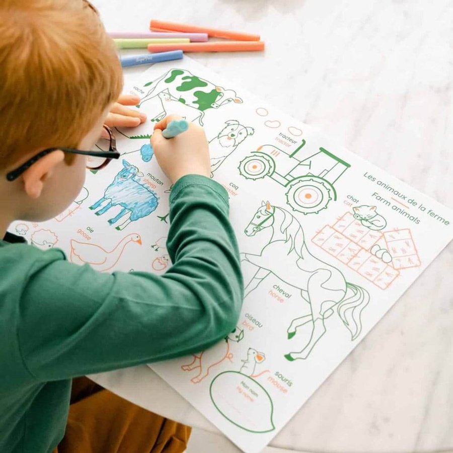 Super Petit Zestaw do kolorowania z silikonową matą - Les animaux de la ferme
