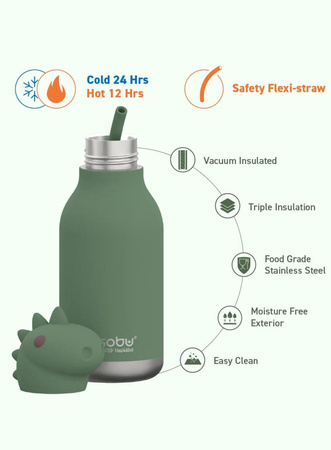 Butelka termiczna ze słomką Bestie Asobu –Dinozaur