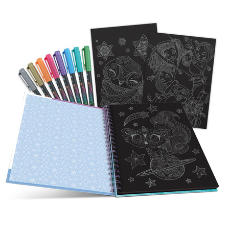Kolorowanki z czarnymi kartkami i pisakami M Isadora Nebulous Stars