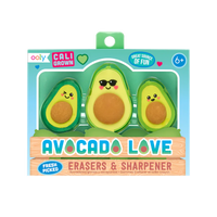 Gumki i temperówka, awokado