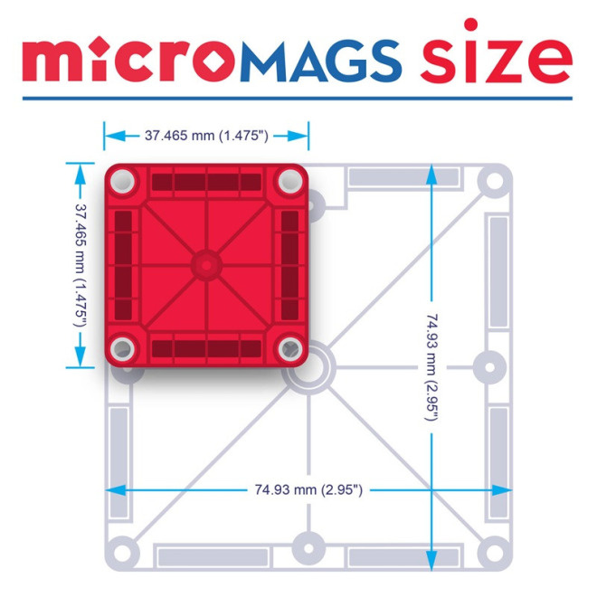 MAGNA-TILES® Klocki Magnetyczne microMAGS 70 el. 