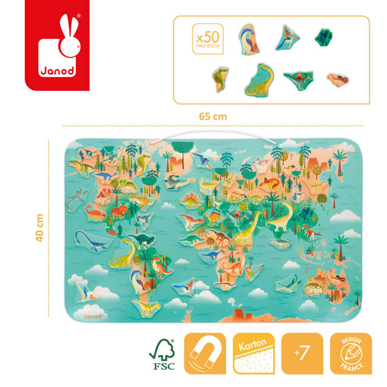 Magnetyczna, drewniana mapa świata