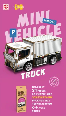 Drewniane mini Puzzle 3D z napędem Ciężarówka