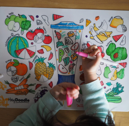 Duża mata silikonowa do kolorowania A3, Owoce i warzywa