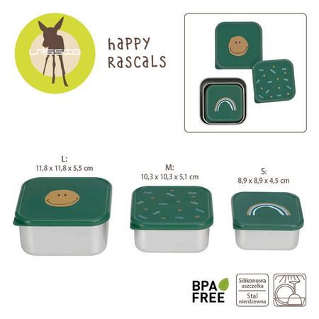 Lassig Pojemnik na przekąski snackbox ze stali nierdzewnej 3 szt. Happy Rascals Smile