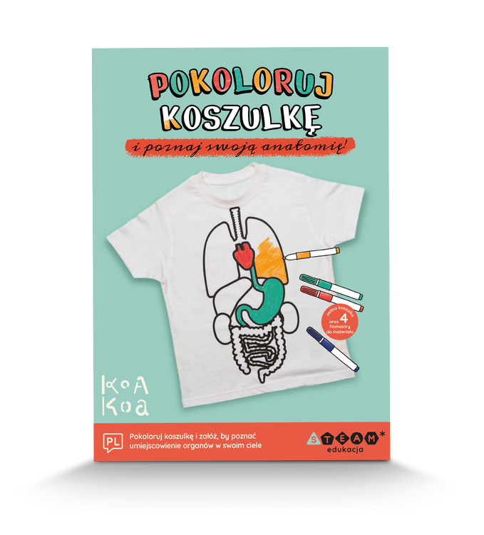 Zabawka naukowa, Koszulka do nauki anatomii i flamastry, rozmiar 128 , Koa Koa