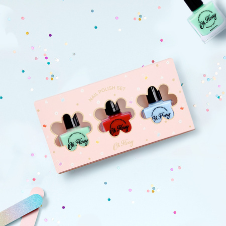 Oh Flossy, Zestaw 3 lakierów do paznokci ADVENTURE 3 x 12 ml,