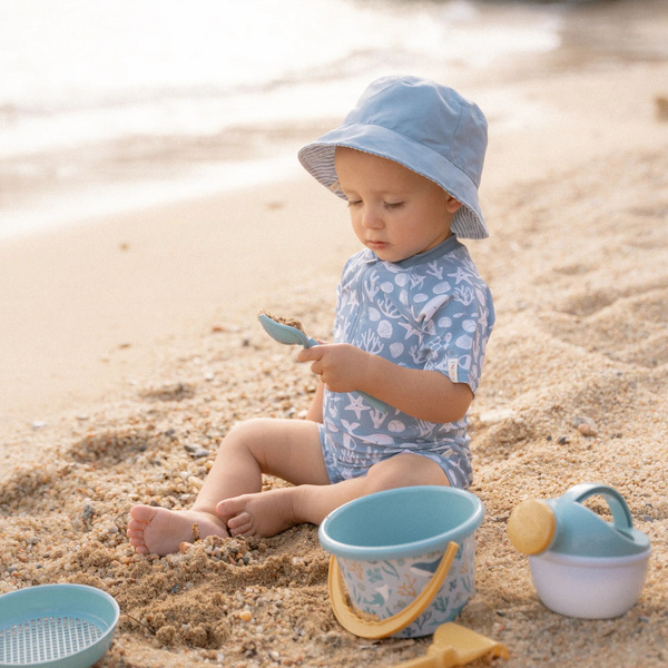 Little Dutch Swimsuit z krótkim rękawem Sea Life Ocean Blue 74/80