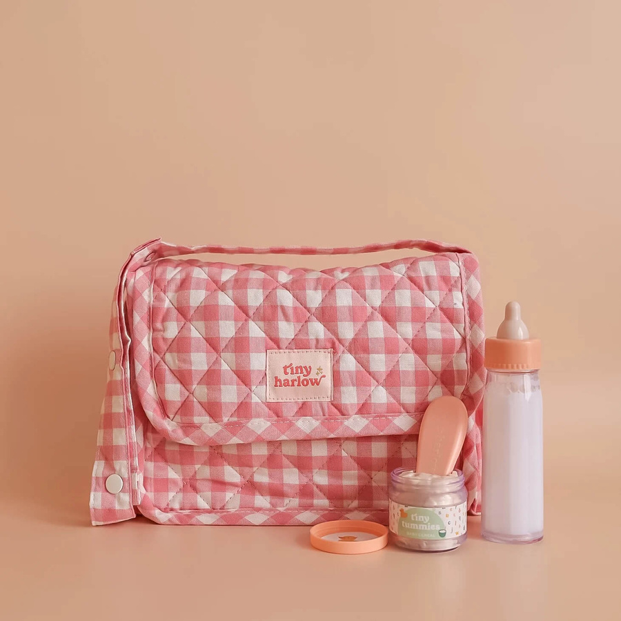 Tiny Harlow Torba z akcesoriami dla lalek Pink Gingham