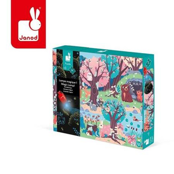 ŚWIECĄCE PUZZLE Z MINI LAMPKĄ UV LAS 24 ELEMENTY 3+