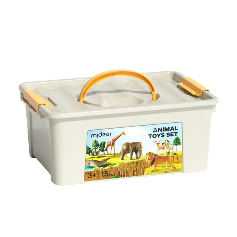 Zestaw 15 figurek dzikich zwierząt w zestawie z przenośnym pudełkiem mideer