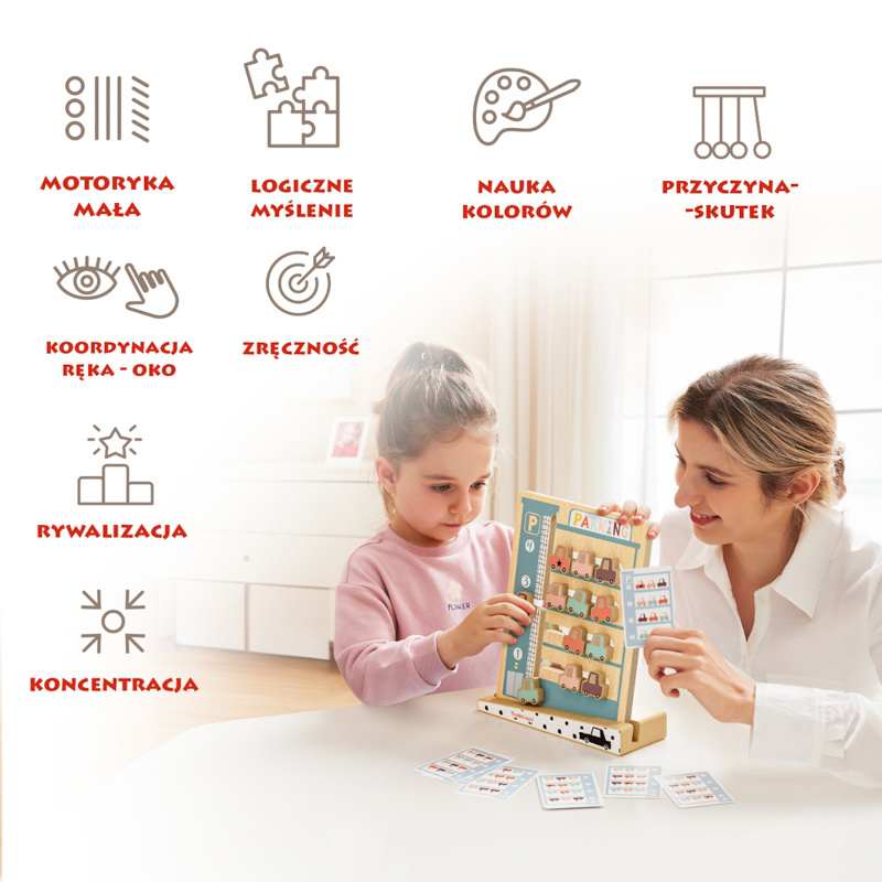 Drewniana układanka logiczna, parking