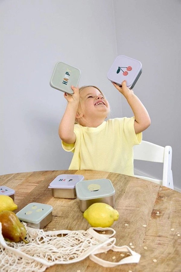 Lassig Pojemnik na przekąski snackbox ze stali nierdzewnej 3 szt. Happy Fruits Lemon