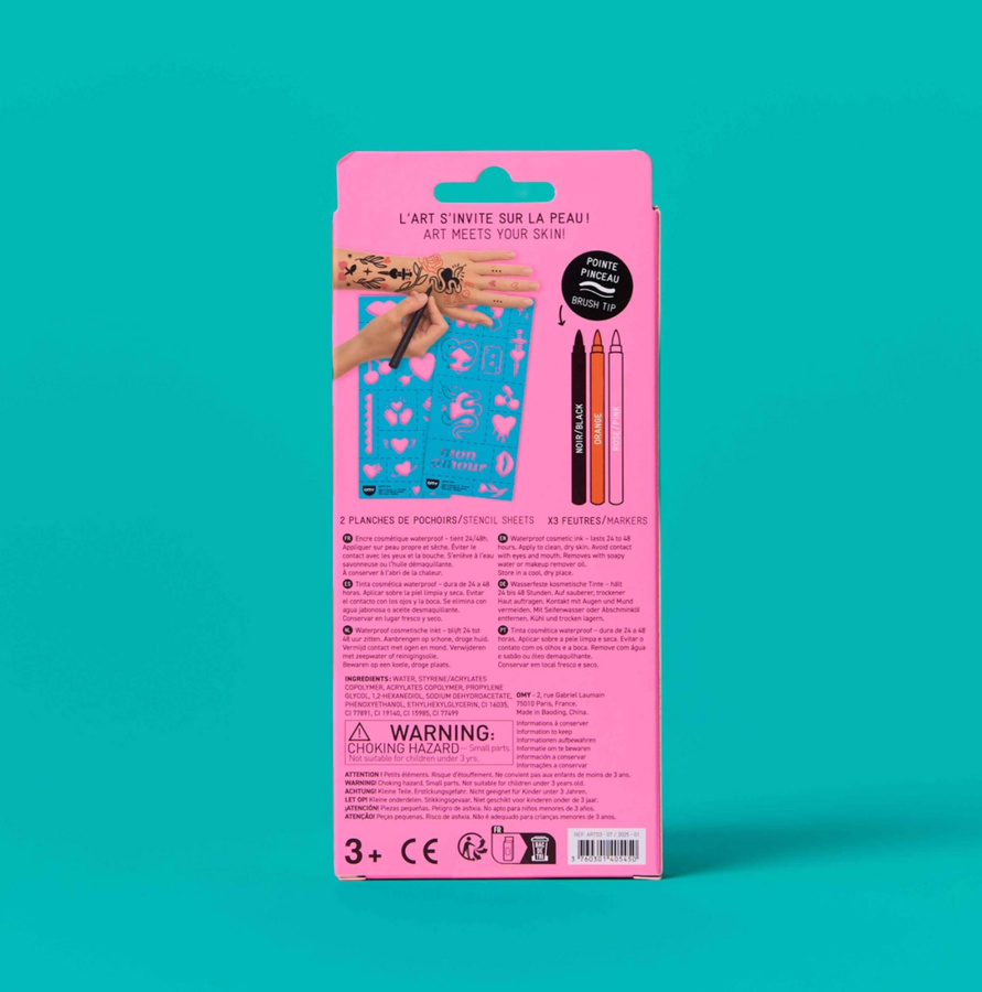 ZESTAW 3 MARKERÓW DO TWORZENIA TATUAŻY - I LOVE YOU