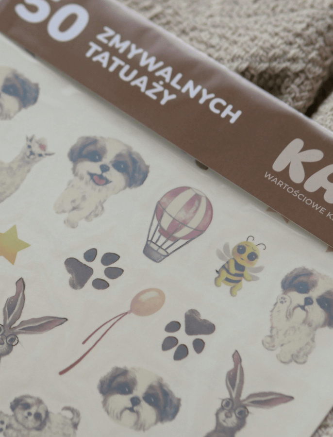 ZESTAW 50 ZMYWALNYCH TATUAŻY "KAWA"