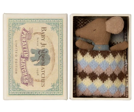 Myszka - Sleepy wakey baby mouse in matchbox - Blue