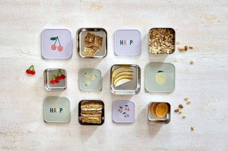 Lassig Pojemnik na przekąski snackbox ze stali nierdzewnej 3 szt. Happy Fruits Lemon