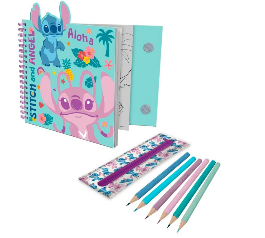 Zestaw kreatywny z piórnikiem 6 kredek + naklejki! | Lilo & Stitch