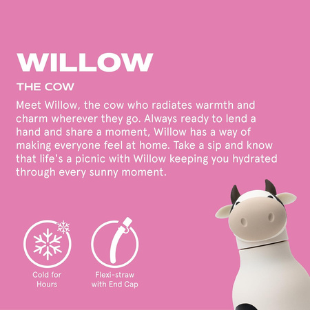 Butelka termiczna ze słomką Bestie Asobu –Krowa