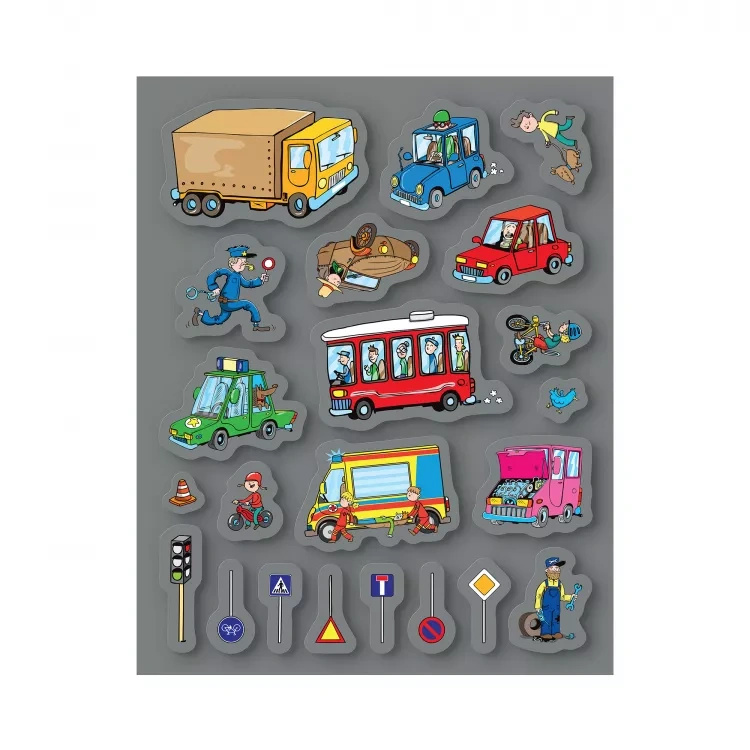 Zeszyt z naklejkami, transport