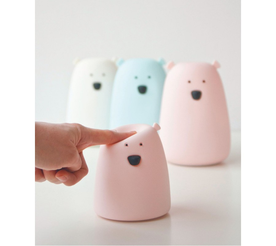 Mała lampka silikinowa, miś różowy