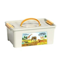 Zestaw 15 figurek dzikich zwierząt w zestawie z przenośnym pudełkiem mideer