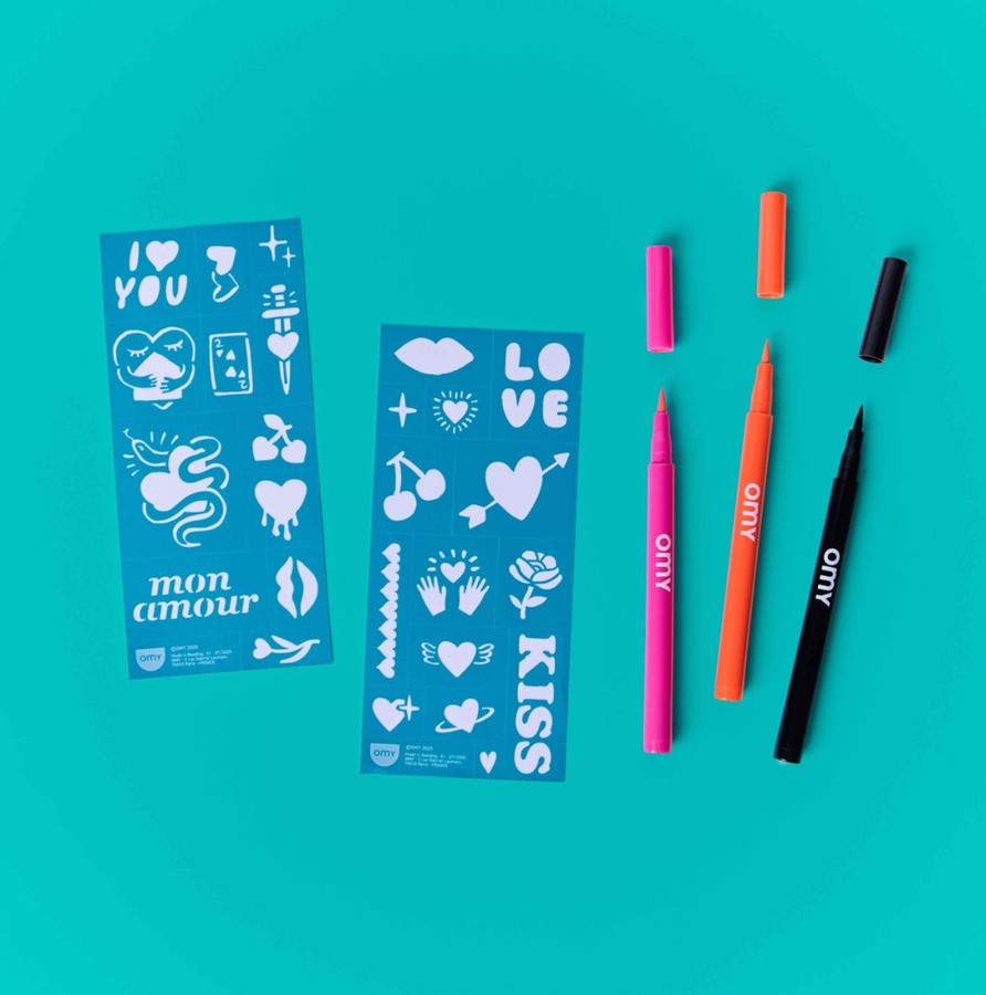 ZESTAW 3 MARKERÓW DO TWORZENIA TATUAŻY - I LOVE YOU