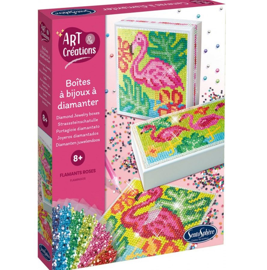 SentoSphere Pudełka z diamentami Delfin i Flamingo