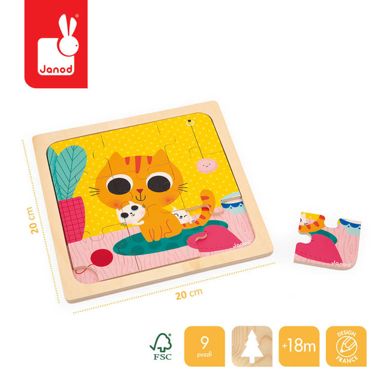 Drewniane puzzle, kotek orzeszek 