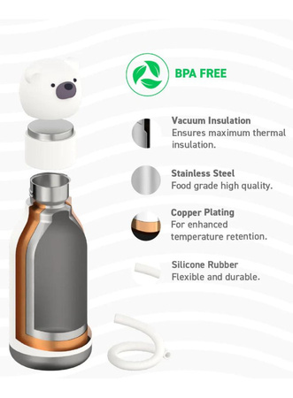 Butelka termiczna ze słomką Bestie Asobu –Niedźwiedź