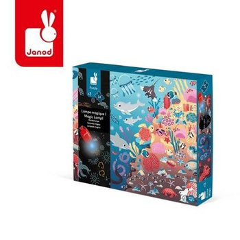 ŚWIECĄCE PUZZLE Z MINI LAMPKĄ UV OCEAN 24 ELEMENTY 3+