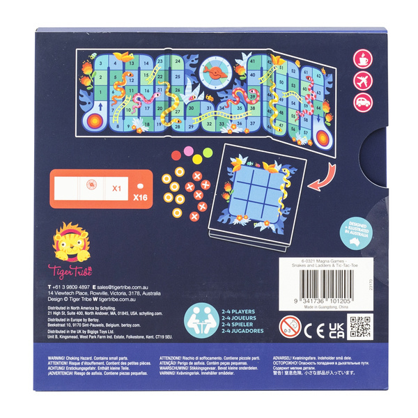 Tiger Tribe Magnetyczne Gry - Węże i Drabiny / Kółko i Krzyżyk