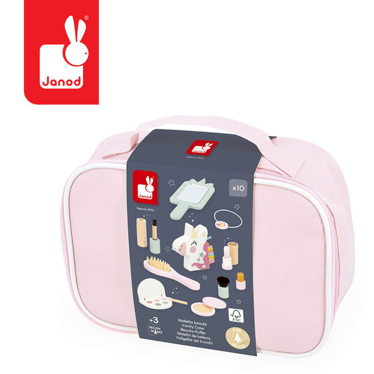 Janod Kosmetyczka z 10 akcesoriami Mała Miss Jednorożec 3+