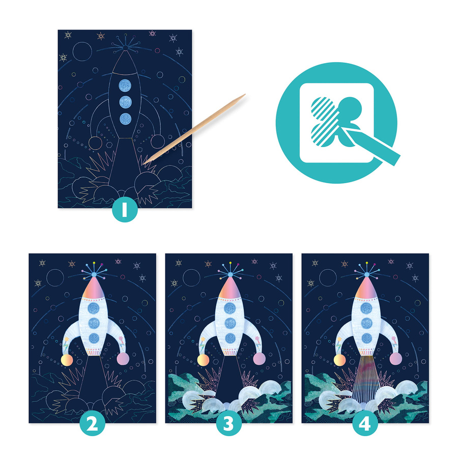 Kosmos, wydrapywanka, 4 obrazki