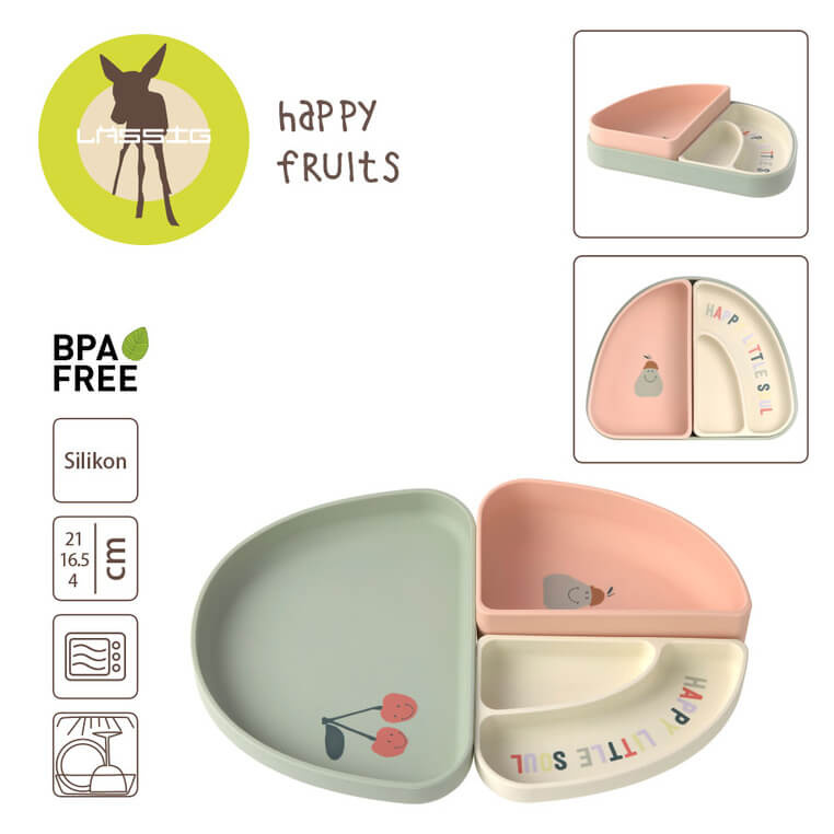 LLassig Zestaw silikonowych naczyń 3 el. Happy Fruit Cherry