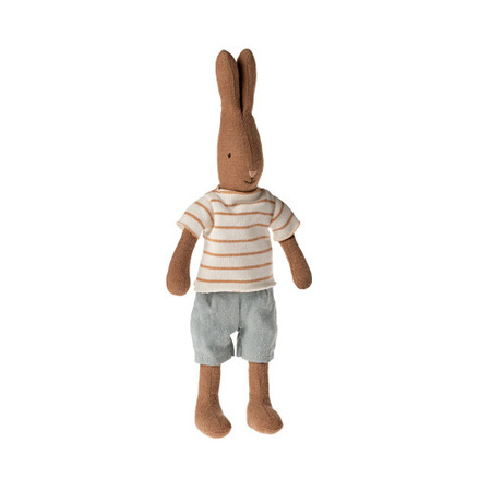   Króliczek - Rabbit size 1, Chocolate brown - Striped blouse and shorts