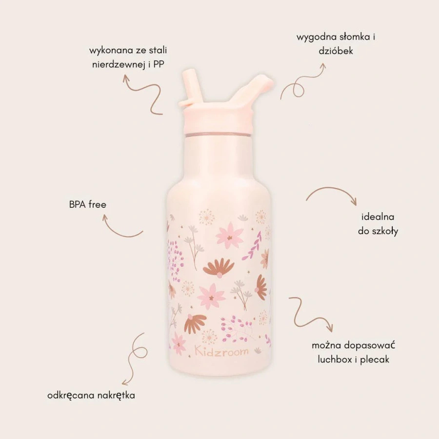 Butelka bidon 350 ml KIDZROOM Memories Flowers